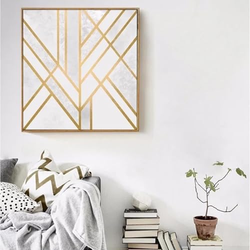 Sublimez un mur vide grâce à cette peinture sur toile abstraite dorée de grand format