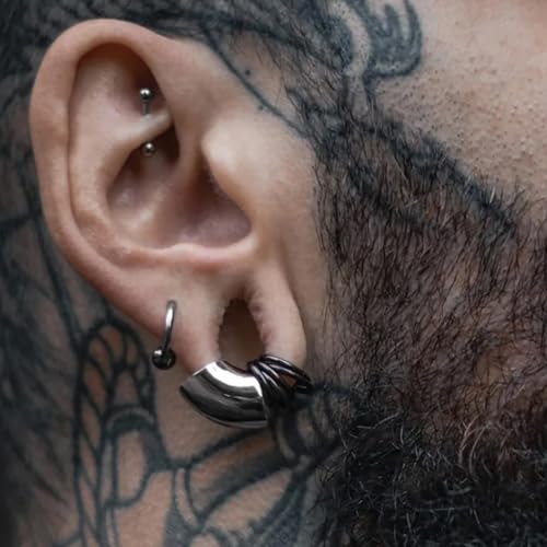 Casvort 2 PCS Hypoallergenic 316 Stainless Steel 00G Ear Cuff for Stretched Lobe Simple Ear Gauges Plugs for Weights Earring Studs Clip on Cartilage Body Piercing Jewelry2