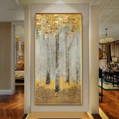 Peinture toile forêt de pièces d'or abstraite pour illuminer un salon sombre