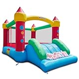 WeeOneKids Air Bounce House, Inflatable Bouncer with Air Blower and Slide, Jumping Family Backyard Bouncy Castle with Extra Thick Material (Red Yellow&Blue)