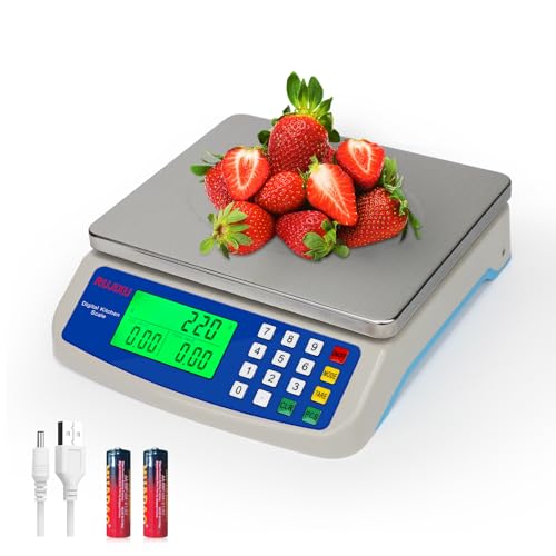 Bilancia cucina digitale acciaio inossidabile 30kg bilancia professionale per alimenti Ideale per panifici Mense e cucine bilancia contapezzi con display LCD Funzione Tara