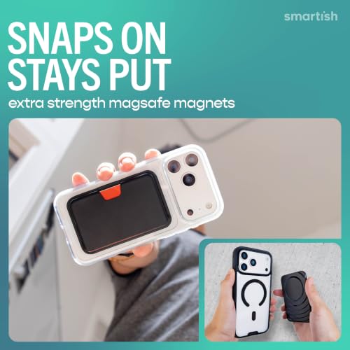 Image of Smartish MagSafe Wallet - Side Hustle Classic - Vegan Leather Slim Detachable Magnetic Card Holder Qi2 Certified iPhone MagSafe Wallet for Apple iPhone 17 /16 /15 /14 /13 /12 Models - Black Tie Affair