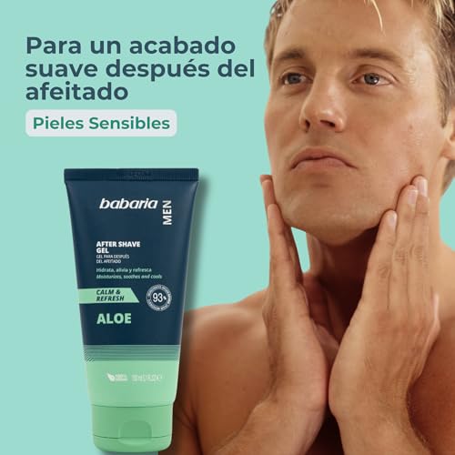 Babaria - After Shave Hombre Con Aloe Vera | Crema Hidratante Facial Para Después Del Afeitado | Crema Cara Hombre Refrescante Y Calmante | After Shave Con Aloe Vera - imagen 5