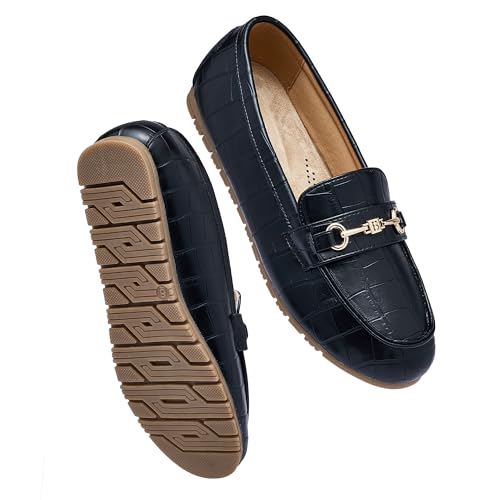 Image of BGSTGUDS Women's Wide Loafers Shoes Cute Dressy Shoes Ladies Comfort Slip Ons Work Shoes