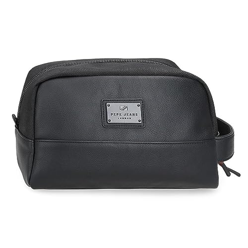 Pepe Jeans Egham Trousse de Toilette Adaptable Noir 25 x 15 x 12 cm Polyester, Noir, Talla única, Trousse Adaptable