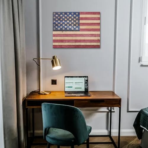 Image of Berlun American Flag Wall Decor - Vintage Patriotic Canvas Wall Art for Home, Office, or Outdoor - USA Flag Wall Hanging for Independence Day, 4th of July, Memorial Day -AL-11