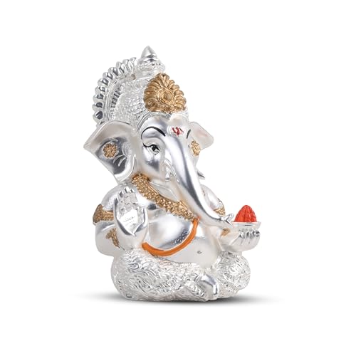 Figura Decorativa Ganesha Plata 3.7 pulgadas miniatura 3