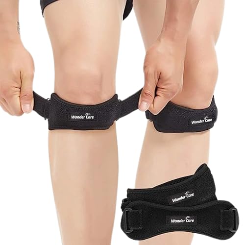 Image of Wonder Care Neoprene Adjustable Patella Knee Support With Silicon Insert For Knee Pain,Patella Tendon Support For Gym Squats,Running,Patellar Tendon Strap Men & Women Free Size (4,Black)
