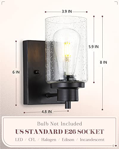 Image of 2-Pack Modern Bath Vanity Light Fixture 1-Light, Indoor Bathroom Wall Sconces for Living Room, Porch, Bedside, Brushed Nickel Finish with White Frosted Glass Shades Wall Mounted Lights