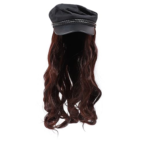 minkissy Elegant Long Curly Wig Hat Wavy Wig -piece Hat Hair Extension Warm for Cold Days