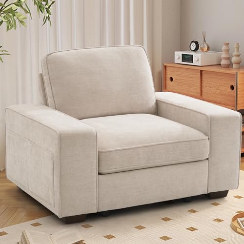 TEKAMON 45 Accent Chair with Seat Storage Oversized Wide Single Sofa Chair Modern Chenille Fabric Armchair for Living RoomOffice with Wide Armrests Side PocketsUSB Port Washable Covers1P