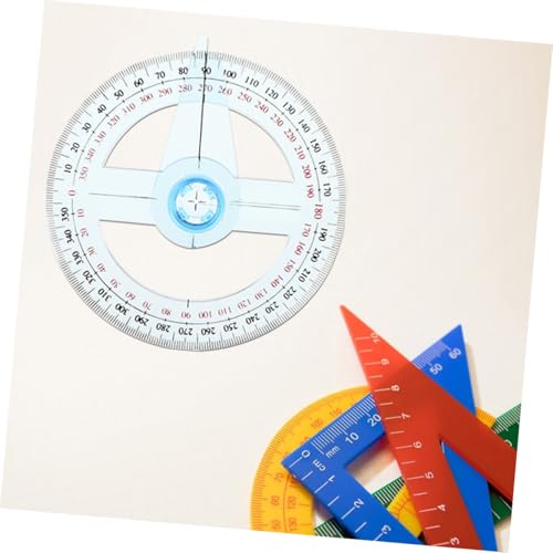 Juego 6 reglas plásticas con transportador giratorio para medición miniatura 6