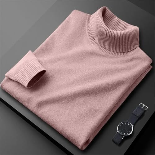 Men's Retro Long Sleeve Sweater Casual Solid Color Turtleneck Pullover Knitted Street Warm Top2
