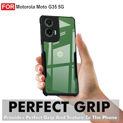 Image of Amazon Brand - Solimo Back Case Cover for Moto G35 5G | Compatible for Moto G35 5G Back Case Cover | Clear Case with Camera Protection | (TPU + PC | Matte Black)