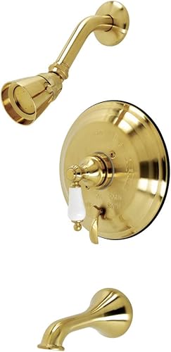 Miniatura 9 de Kingston Brass KB36350PL Grifo de restauración para bañera y ducha con manija de palanca de porcelana, bronce aceitado Oil Rubbed Bronze,Cromo