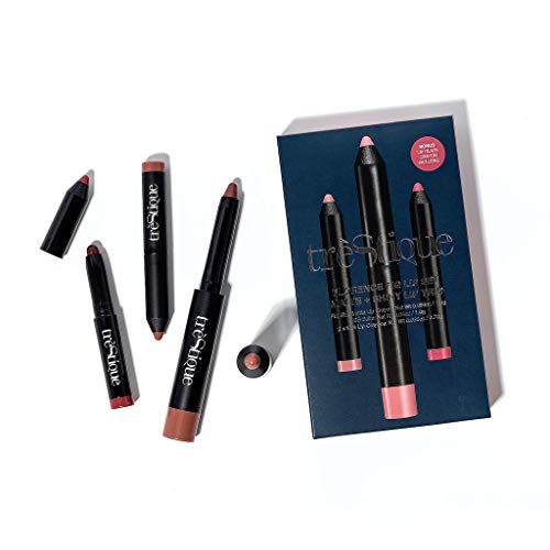 treStiQue Florence Fig Lip Set Trio, Matte & Shiny Lip Kit, Mini Lip Gloss Set With Matte Lipstick, Matte Lip Crayon and Lip Glaze Set, Full Size and Mini Lip Set of 3