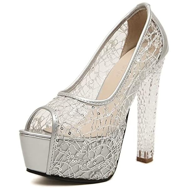 Zaylee Damer pumps peep toe platå blockklack höga klackar