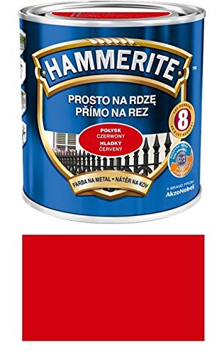 Hammerite Peinture de protection en métal anti-rouille 250 ml, rouge