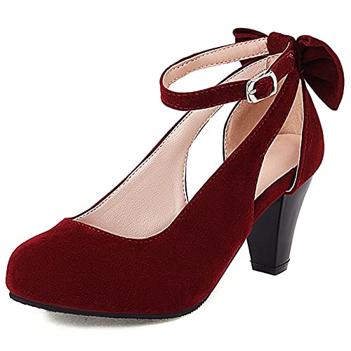 Gicoiz Mary Jane Block Heels Women Ankle Strap Classic Pumps