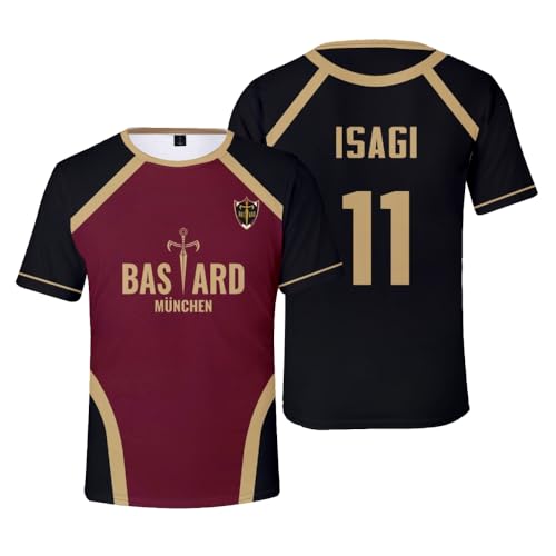 Xinchangda Camiseta de Anime Isagi Yoichi/Seishiro Nagi/Bachira Meguru Manga Corta Uniforme de Fútbol Moda Anime Casual Tops Regalos de Manga, S