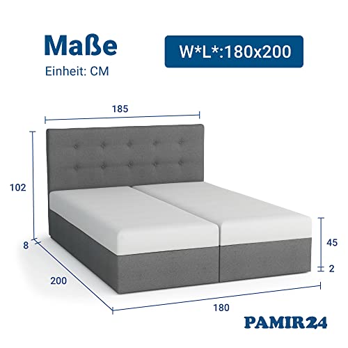 Bett 180×200 Pamir-Möbel mit Bettkasten Cleo – Boxspringbett