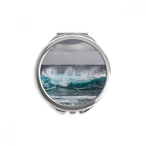 Miroir ronde maquillage de poche océan sciences et nature compact pour retouches à la main