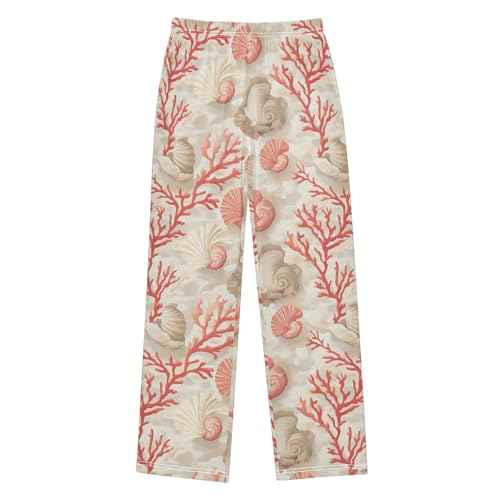 Boys' Pants Coral Seashells Orange Long Bottoms Jogger Pants Elastic Waist Trousers with Pockets S-XL