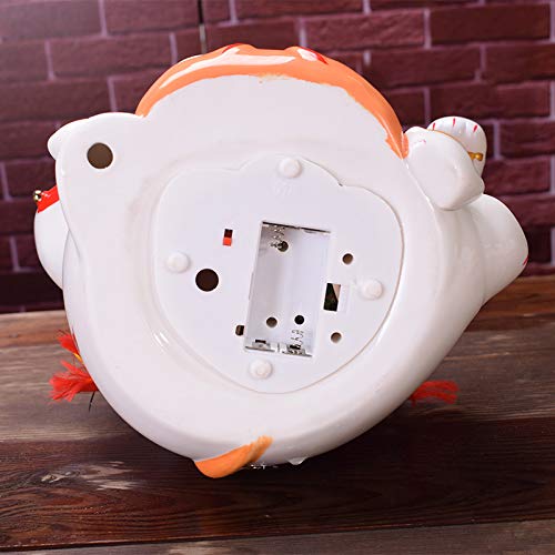 Ceramiczna statuetka szczęśliwego kota, Chiński Feng Shui Biały Szczęśliwy Machający Kot Figurka Z Ruchomą Ręką Maneki Neko Machający Kot Fortuny Dł. 21*Sz. 18*Wys. 24 cm, 3