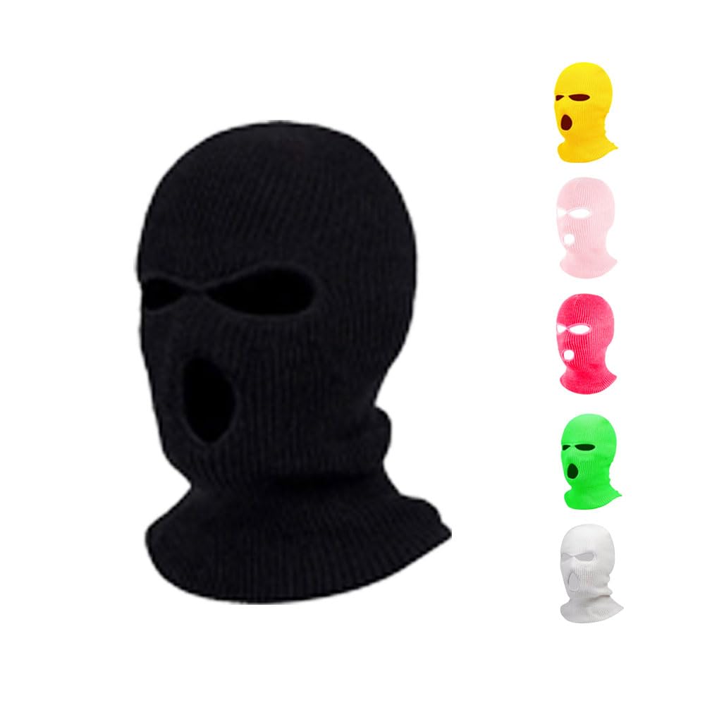 Maschera da Sci Passamontagna da Uomo – per Sport Invernali – Maschera Antivento Stile Bandito/predatore – Passamontagna a 3 Fori – Disponibile in Colori Vivaci – Calda e Resistente