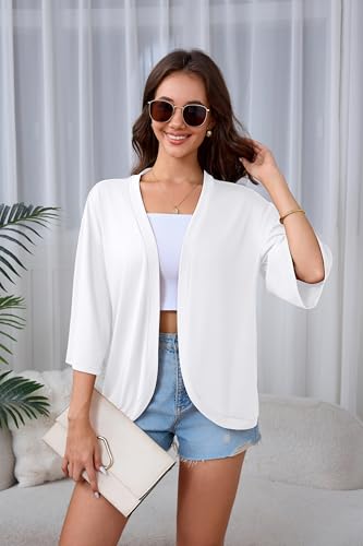 Cardigan Sweaters for Women Soft Open Front Cardigans Casual Lightweight 3/4 Bell Sleeve Cover Ups3