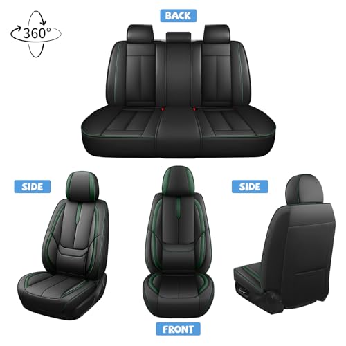 Image of ILMO Seat Covers for Chevy Silverado 1500 2007-2026 (Black&Green,Full Set)