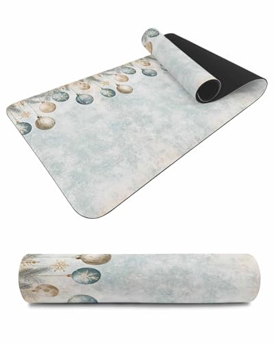 Debedcor Heat Proof Table Pads Waterproof Decorative, Christmas Balls Non-Slip Table Countertop Protector, Winter Xmas Pine Needles Snowflake Insulation Mat for Kitchen Room, 40 x 12 Inches