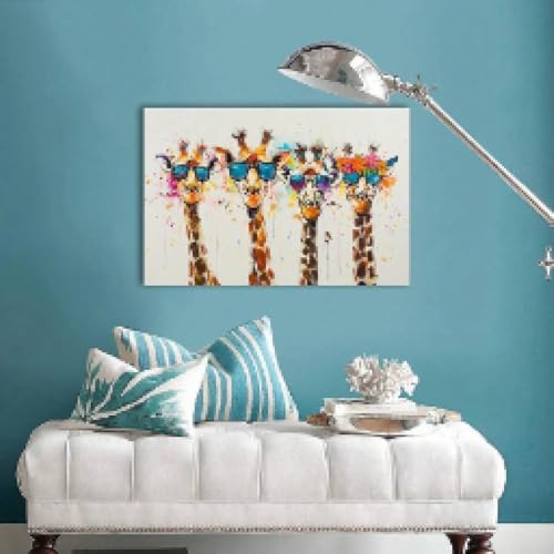 Peinture girafe colorée pour raviver un mur blanc vide 60x80 - 2