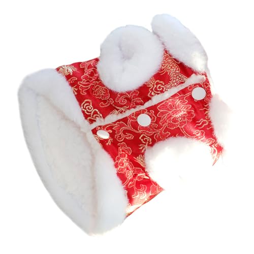 Thonlai Abrigo de Invierno para Perros, Chaqueta Cálida y Acogedora de Estilo Chino para Perros Pequeños y Gatos con Botón de Nudo, Fácil de Usar Lavar (S)