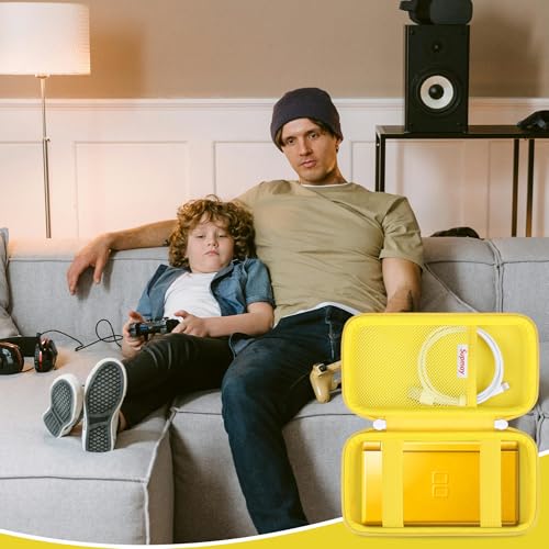 Image of Supmay Hard Carrying Case Compatible with Nintendo DS Lite NDSL, Gameboy Advance Games Storage Holder Travel Bag with Mesh Pocket for USB Charging Cable, Stylus, Earphones, Game Cartridge, Yellow