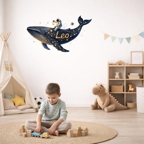 Vinilo Decorativo Personalizado Ballena Espacial para Niños miniatura 3