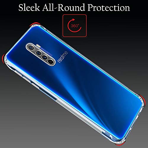 Image of TheGiftKart Ultra Clear Slim Anti-Slip Grip Soft Silicone Back Cover Case with Complete Camera Protection & Anti-Dust Plugs Built-in for Realme X2 Pro (Transparent)
