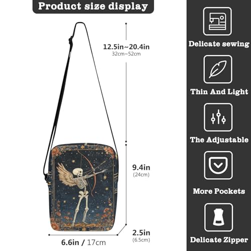 Boho Skeleton Flower messenger bag for men mens shoulder bags crossbody Woman Handbag Shoulder Strap Adjustable Strap for Outdoor Daily Shopping3