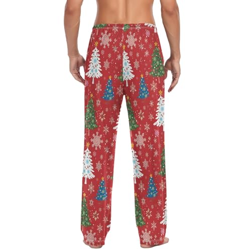 Christmas Pajama Pants for Men Christmas Tree White Snowflakes Pajama Bottoms Lounge Pants3