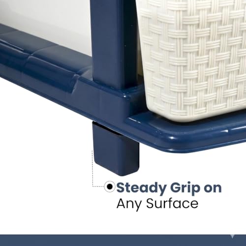 Image of Plastic Modular Drawer Storage Chest Of Drawers Organizer Storage Box, Large Stomo Racks For Multipurpose Anti-slip Shoes Organizers (White & Blue, 6 Layer)