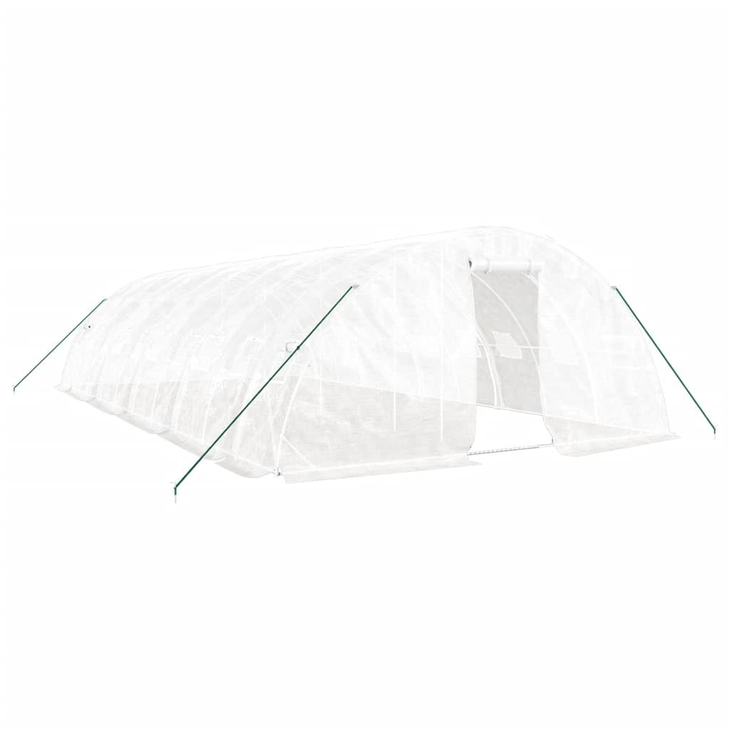 vidaXL Invernadero con Estructura de Acero, Invernáculo con Ventanas Puerta, Túnel de Cultivo, Vivero para Plantas, Blanco 50 m² 10x5x2,3 m
