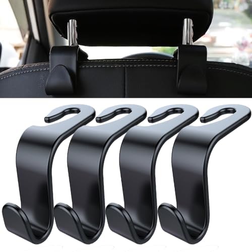 ZLXMRUT 4 Pcs Car Headrest Hooks Applicable for VW Polo Schrägheck 2009-2017, Back Seat Hanger Organizer Holder Purse Handbag School Bag Jacket Coat Attachment