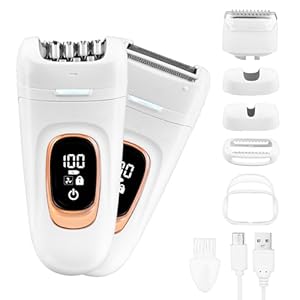 Epilator, 2 in 1 Epilator for Women, 2 Speeds Rechargeable & Cordless with LCD Display Screen Hair Removal Device, Wet and Dry Lady Shaver for Face Legs Arms Armpit Bikini