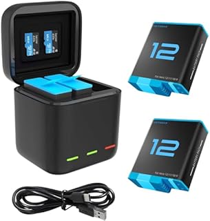 REYGEAK hero9 baterii,Akumulator do GoPro hero9,Potrójna ładowarka i ładowarka baterii z 3-kanałową ładowarką (Ładowarka + 2×bateria)