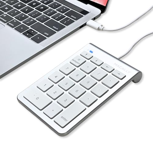 USB C Wired Number Pad for Mac - 10 Key USB Keypad, Type C Numeric pad, Number Keypad for Keyboard and Number Pad for Laptop, MacBook Pro/Air, iMac, and PC - 5ft Cable Numpad - Silver Keypads