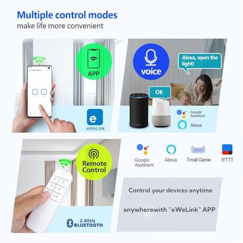 QIACHIP Ewelink Smart WiFi Switch,4 channel Dry Contact Relay Module 5V 12V 48V Momentary/self-locking ON Off Power Switch for Access Control,Turn on PC,Compatible with Alexa Google Home - Image 3