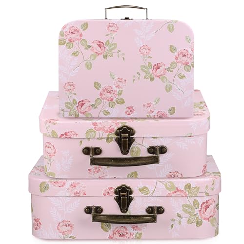 Image of TOYANDONA 3 Piece Paperboard Suitcase with Metal Handles Gift Boxes