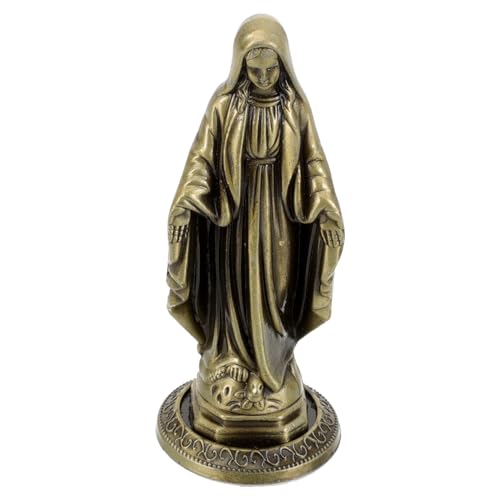 ANDRESLAD Figura Vergine Maria in Lega di Zinco, Decorazione per Ambienti Sacri e Uffici, Statuetta Cattolica Artigianale da Scrivania