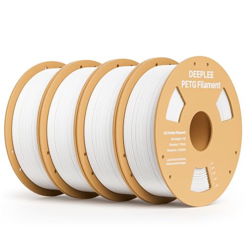 DEEPLEE PETG Filament White 4KG, 3D Printer Filament Good Impact Resistance, Filament 3D Printing Materials Fit for Most