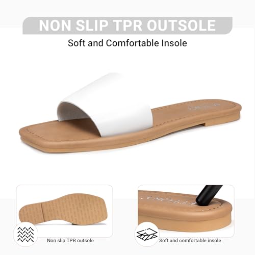 Image of FITORY Women's Slide Sandals Fashion Square Open Toe with Cushioned Footbed Slippers for Beach Size